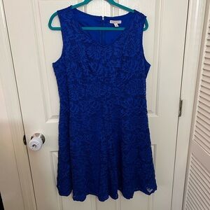 Dressbarn Blue A-Line Mini Dress Sleeveless Scoop Neck